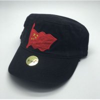 军用红旗平顶帽