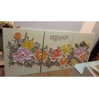 中式古典立体花卉浮雕画装饰画壁画