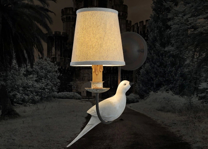 田园小鸟壁灯，树脂小鸟壁灯，美式小鸟壁灯3