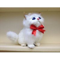天然真毛可爱仰头猫摆件家居装饰摆件动物摆件