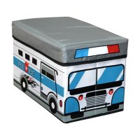 可爱卡通汽车图案牛津布小物件收纳凳换鞋凳