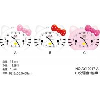 现代简约可爱卡通Kitty猫头闹钟AY19017