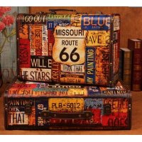 欧式复古木质手提箱 摄影道具 装饰布景