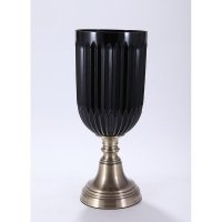 现代简欧古铜黑色条纹花瓶 家居饰品摆设GZ050