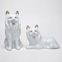 陶瓷现代简约欧式客厅幸运狼摆件电视柜桌面创意工艺品（2件套）21031-1/2