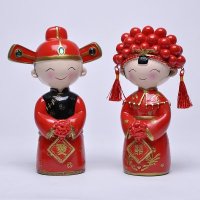 创意家居结婚礼物娃娃摆件 婚庆树脂公仔一对 高档新房装饰 送礼D007BL