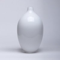 牛奶色花瓶 白色玻璃花瓶 大肚艺术插花瓶 家居摆设台面花瓶83553-W