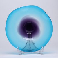 大号玻璃果盘创意时尚紫罗兰过度浅天兰果盘欧式水果盘干果零食糖果盆托盘D5113