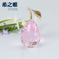 水晶工艺品 创意金叶水晶梨摆件 家居装饰品摆件 个性小礼品