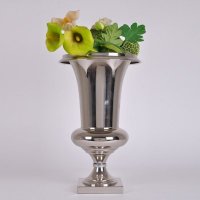 后现代简约金属花瓶花器 银色花瓶 金属不锈钢底座玻璃花瓶DZ-5111002