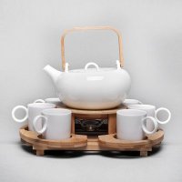 简约现代白色+铁架陶瓷 1套7件咖啡具RP-YTC001