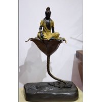 中式化煞招财镇宅铜雕荷花观音摆件客厅书房卧室装饰