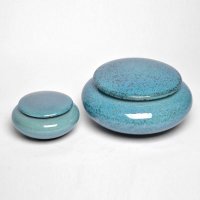 现代新中式复古孔雀绿平盖陶瓷储物罐子摆件样板房软装饰品KQLPG-A/B
