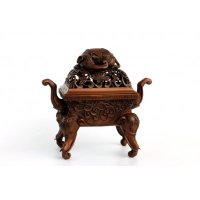 中式简约铜制象钮象首足四方炉造型摆件家居装饰摆件卧室摆件客厅摆件
