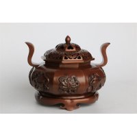 中式简约铜制带底座八宝熏炉造型摆件家居装饰摆件卧室摆件客厅摆件