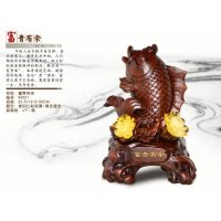 集美精品特色时尚家居饰品富贵有余（木纹）树脂仿玉富贵有余招财金龙鱼工艺品摆件 家居装饰商务开业礼品