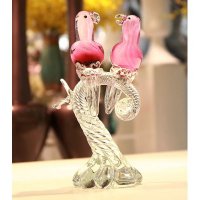 西式琉璃仿玉粉双鸟造型摆件乔迁结婚赠品礼品动物摆件家居装饰摆件