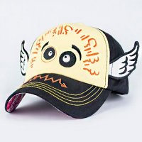 韩版儿童帽子春夏季棉质棒球帽男女童刺绣拼色天使帽子男女童可爱遮阳帽