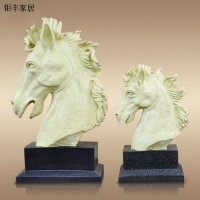 欧式复古一套两个白色马头摆件家居装饰摆件