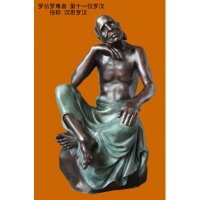 中式辟邪镇宅铜制沉思罗汉摆件家居风水装饰开业礼品