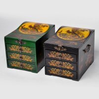 三层仿古中纤板首饰盒收纳盒收纳用品（需定制，定制时长为20天）A062B-HEI  A062B-LV