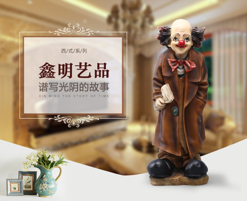 简约创意拿书小丑树脂工艺 可水洗不掉色装饰摆件 客厅招财办公室酒吧摆件 20721