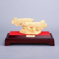 中式复古金龙鱼紫铜镕金摆件 金色风水装饰摆件 送礼办公室镇宅家居装饰摆件 SFA-125