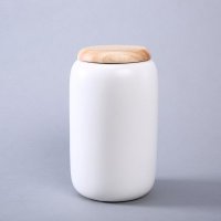 现代简约弘润物品罐橡木储物罐摆件 白色大号储物罐 样板房新房家居装饰摆件 CG-751A