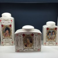 中式古典龟裂陶瓷罐摆设手绘八九十年代图案中式家装饰储物罐摆件