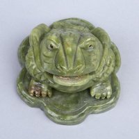 中式小神蛙（青）玉石风水摆件 青色招财镇宅辟邪化煞开业家居办公室风水摆件 A4
