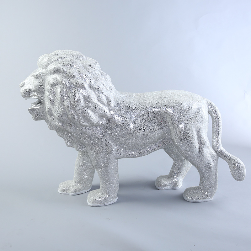 玻璃钢马赛克 现代简约站立狮子模特摆件动物摆件家居装饰摆件 C-11242