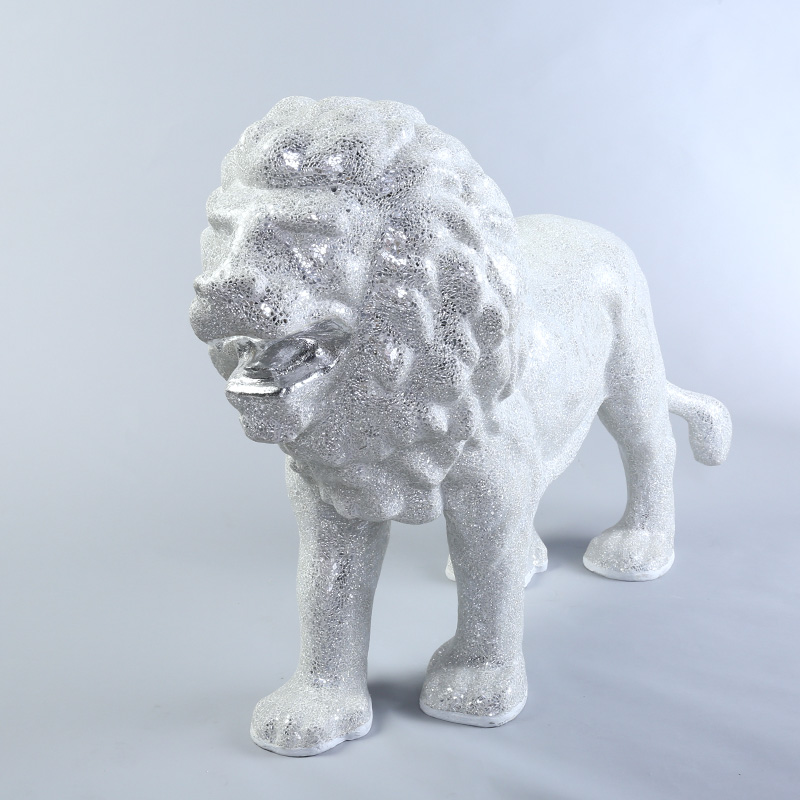 玻璃钢马赛克 现代简约站立狮子模特摆件动物摆件家居装饰摆件 C-11241