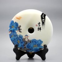 集美精品时尚家居饰品天然玉扣和现代工艺完美结合玉扣-“吉祥”字工艺品摆件