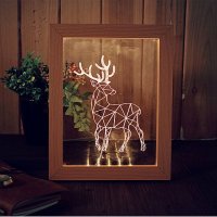 3D画框实木夜灯-萌鹿