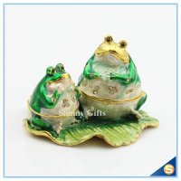 高档珐琅手工艺品 合金青蛙首饰盒 高档家居饰品收纳盒 金属珠宝盒 创意礼品