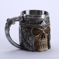 不锈钢立体骷髅头人骨头创意造型咖啡杯茶杯水杯 LJJ1