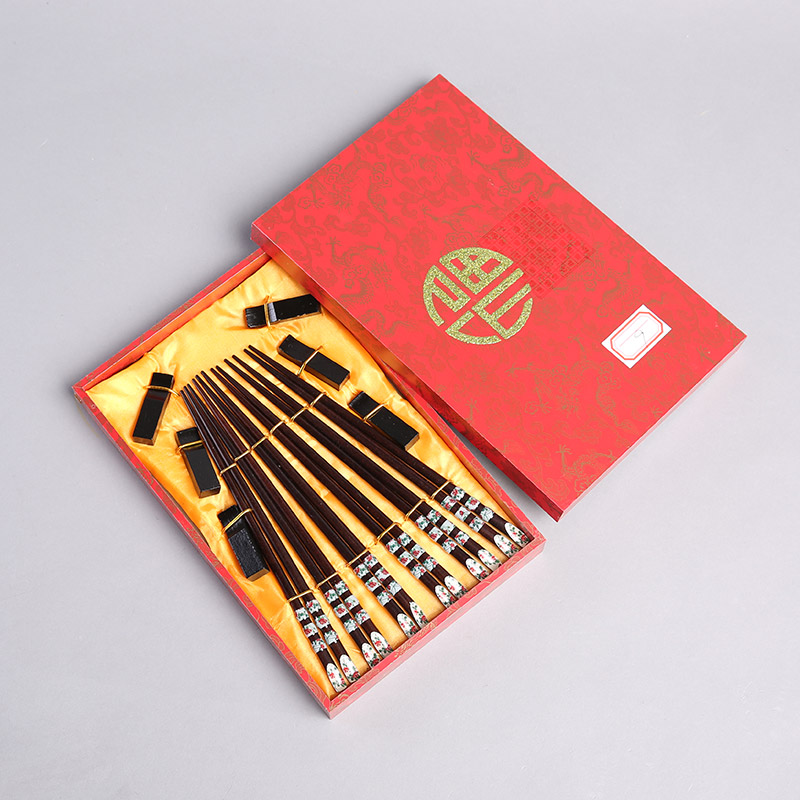 顶级礼品指甲筷天然健康木雕筷子家用工艺雕刻筷配礼盒（6双/套） FT091