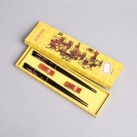黑底金龙高档原木筷子2对套装 天然健康 高档礼品 FT12
