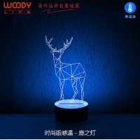 Woody 26度感温3D木质LED灯－时尚感温版鹿之灯
