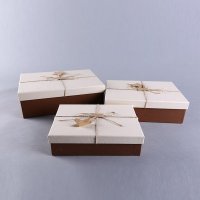 新款长方形简约麻绳装饰包装盒三件套 商务礼品盒礼物盒包装盒 9302-45