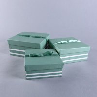 新款长方形简约条纹装饰包装盒三件套 商务礼品盒礼物盒包装盒 92301-65T-1
