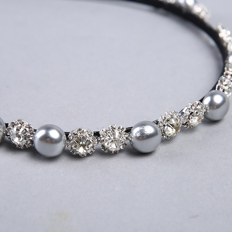 韩版珍珠水钻发箍合金镶钻头箍定制款头饰品细发箍 YHHS015