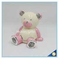 高档动物系列 卡通BB熊金属首饰盒 梳妆台创意摆件 饰品收纳盒 熊珠宝盒 婚礼赠品