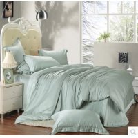 LY正品美式 简约欧式床上用品100%双面纯色天丝四件套 定制圆床床笠