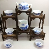 8头山水壶（C)手绘青花瓷茶具套组