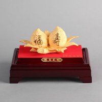 福寿双挑家居摆件 金色里紫铜外镕金风水装饰摆件 送礼办公室镇宅家居装饰摆件 JYG61