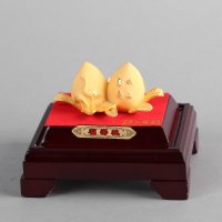 小福寿桃家居摆件 金色里紫铜外镕金风水装饰摆件 送礼办公室镇宅家居装饰摆件 JYG75
