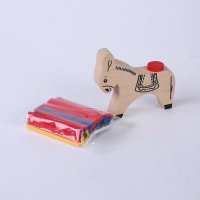 小马背积木摇摇斑马婴幼儿益智早教木质积木摇摇玩具小斑马 AWE32