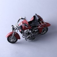 红色三轮摩托车模型 手工铁皮复古工艺摆件创意居装饰品 （含木架费）DMDD021