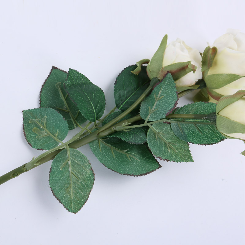 仿真花 白花三头野边玫装饰花 样板房办公室家居客厅茶几摆放装饰花 NF355